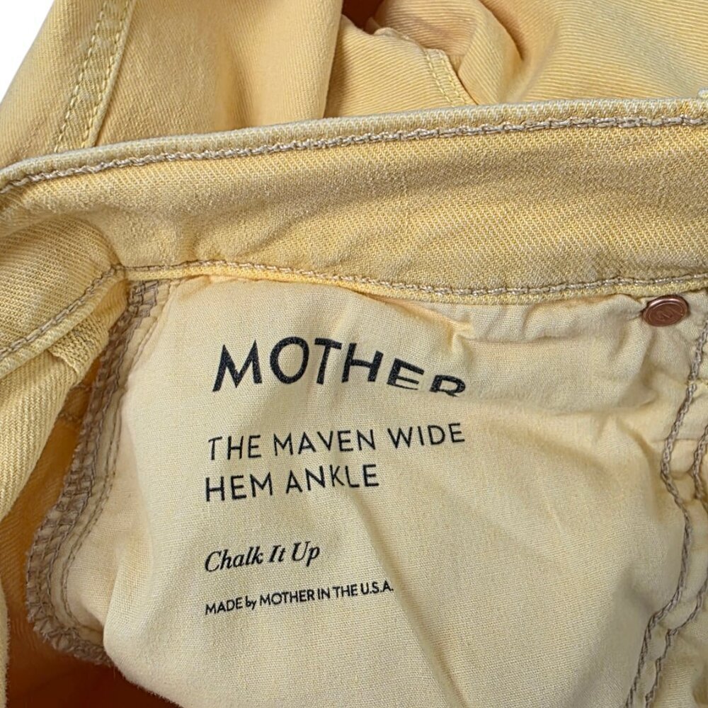 MOTHER The Maven Wide Hem Ankle Jeans, Chalk It Up Sunshine, High Rise, Size 27 - Picture 13 of 14